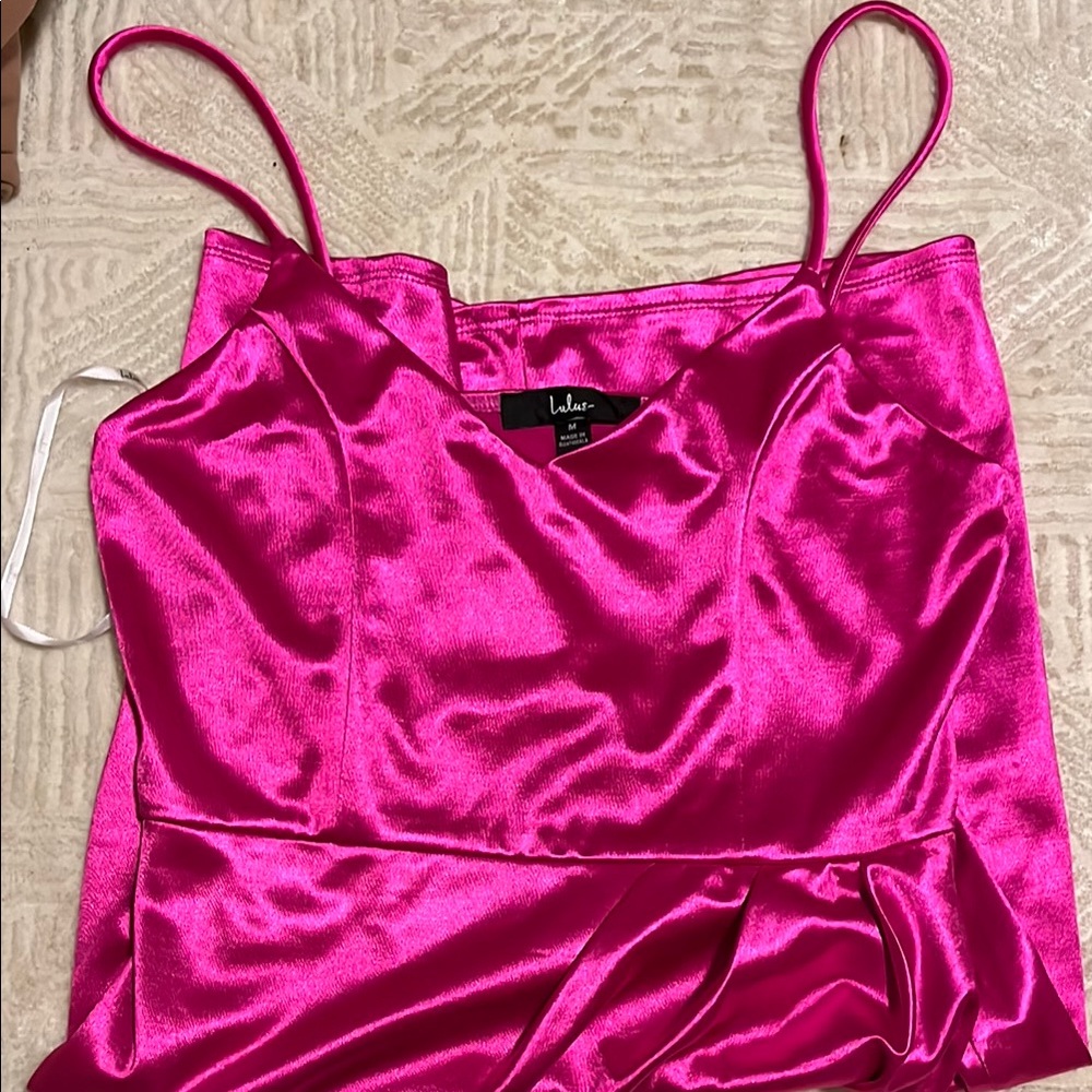 Lulus Hot Pink Satin Dress
